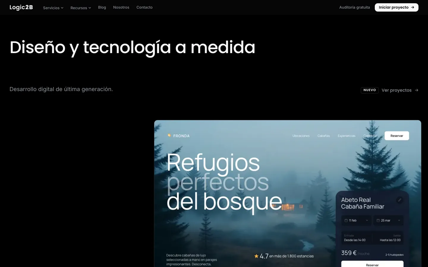 Logic2B — Captura de la web en producción