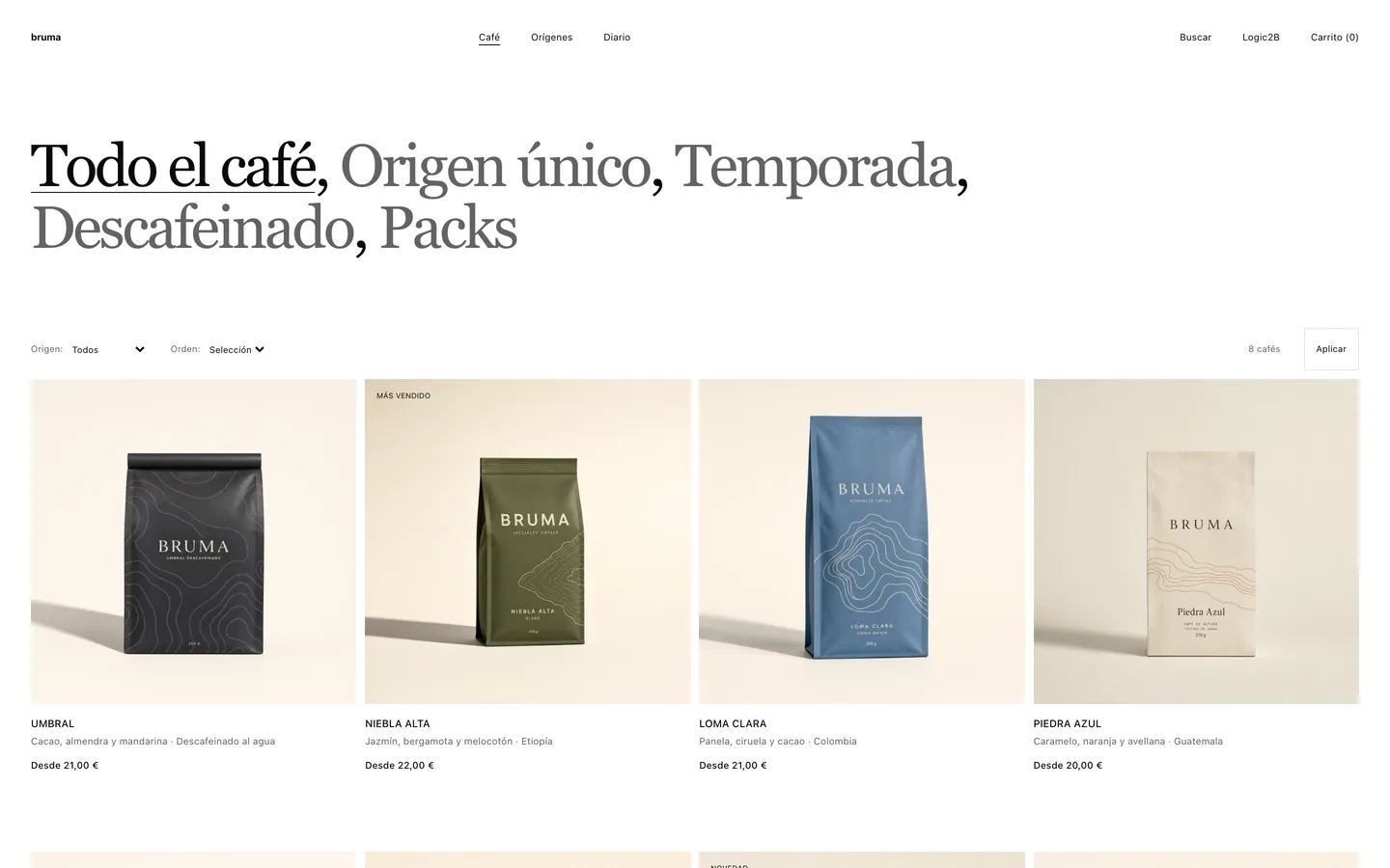 BRUMA — Captura de la web en producción