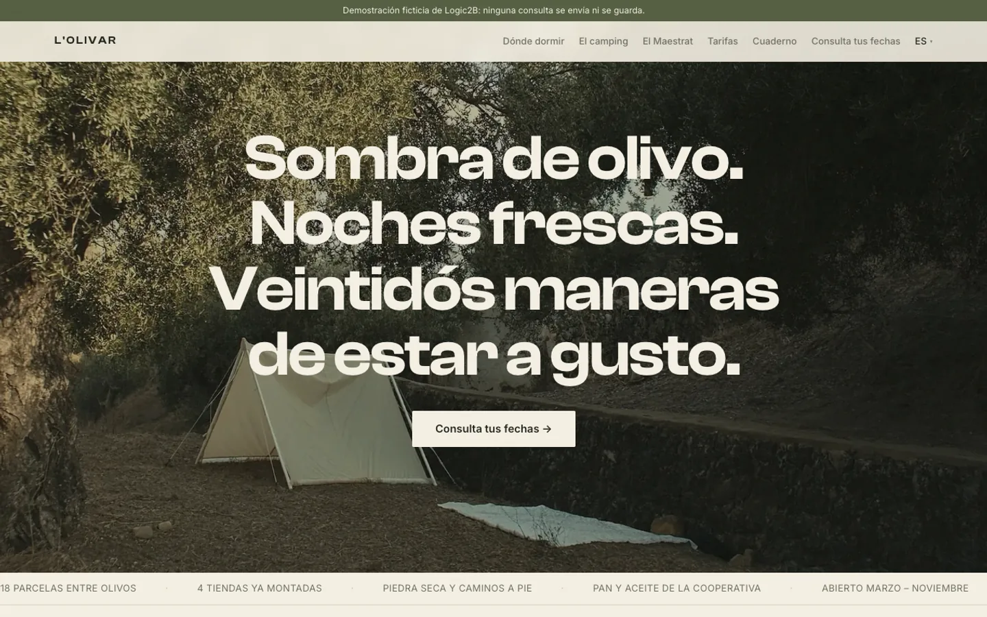 L'Olivar — Captura de la web en producción