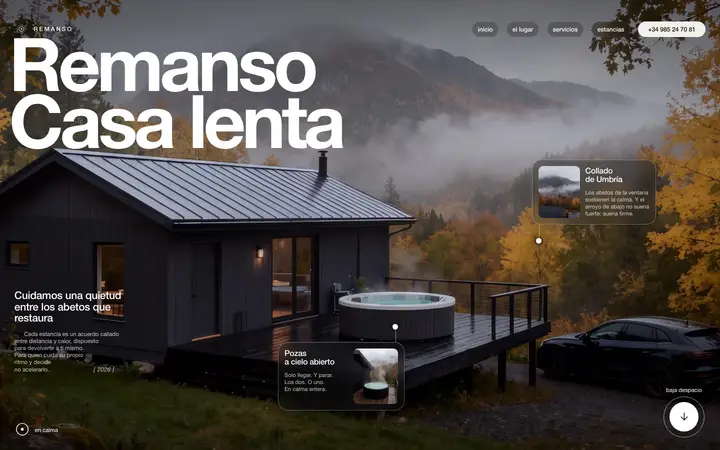 Remanso — Captura de la web en producción